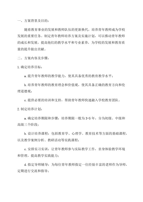 青年教师培养方案及实施计划