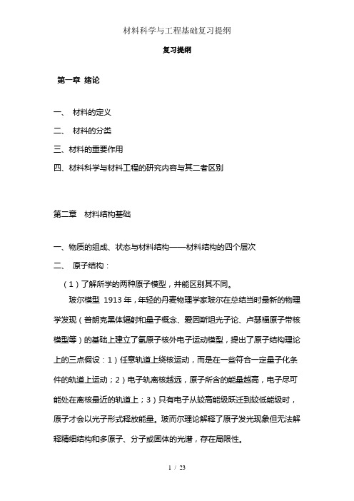 材料科学与工程基础复习提纲