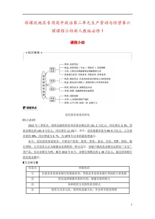 非课改地区专用高中政治第二单元生产劳动与经营第六课课程小结新人教版必修1