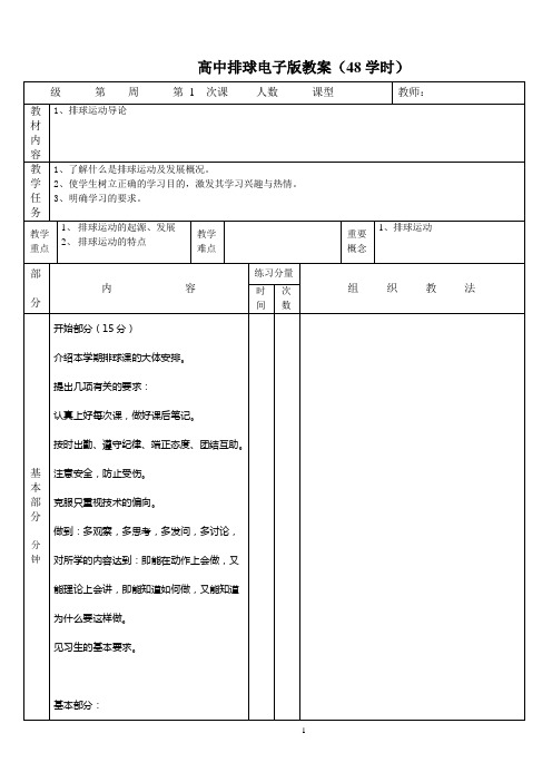 最新高中排球教案全套