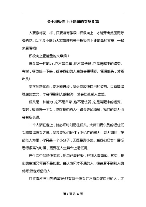 关于积极向上正能量的文章5篇