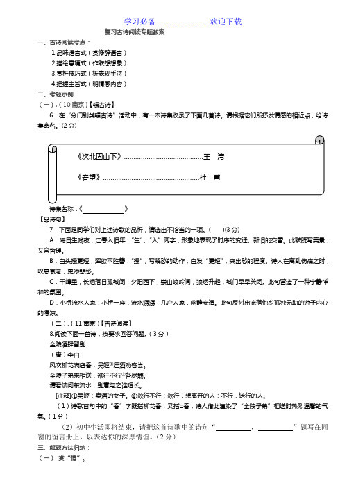 复习古诗阅读专题教案