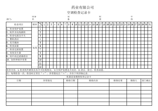 空调检查表