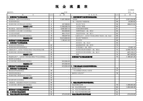 现金流量表含表外数据模板