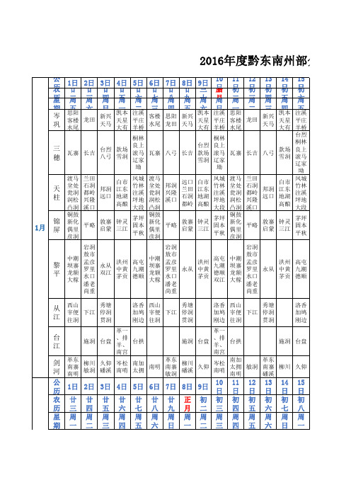 黔东南州部分县市赶集时间表