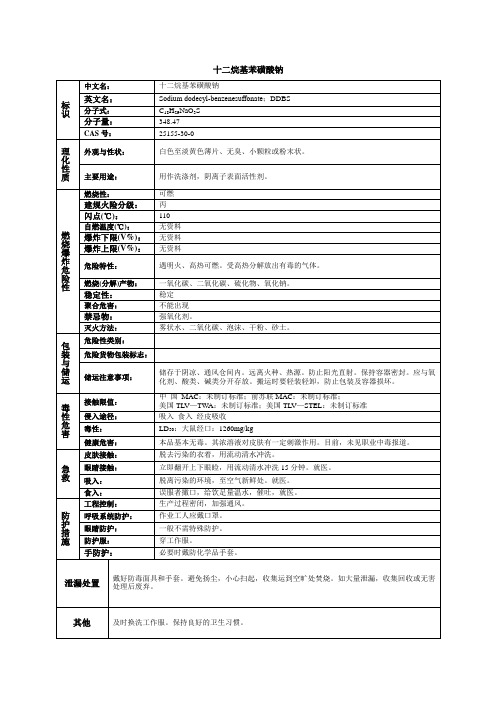 十二烷基苯磺酸钠化学品安全技术说明书MSDS