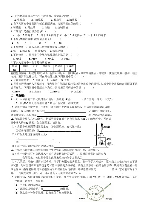 九年级化学 酸碱盐练习(答案)人教版