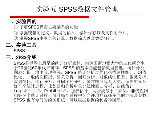 实验五 SPSS数据文件管理