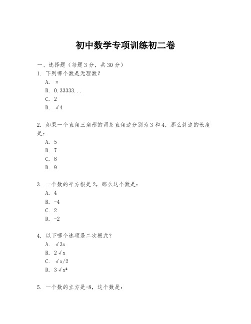 初中数学专项训练初二卷