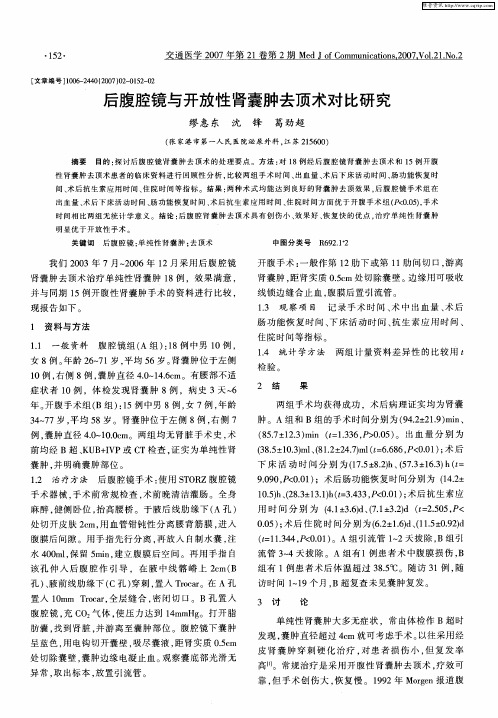 后腹腔镜与开放性肾囊肿去顶术对比研究