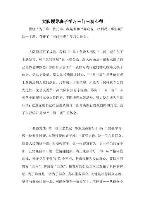 大队领导班子学习三问三观心得