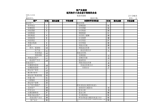 资产负债表(适用于执行小企业会计准则财务报表)