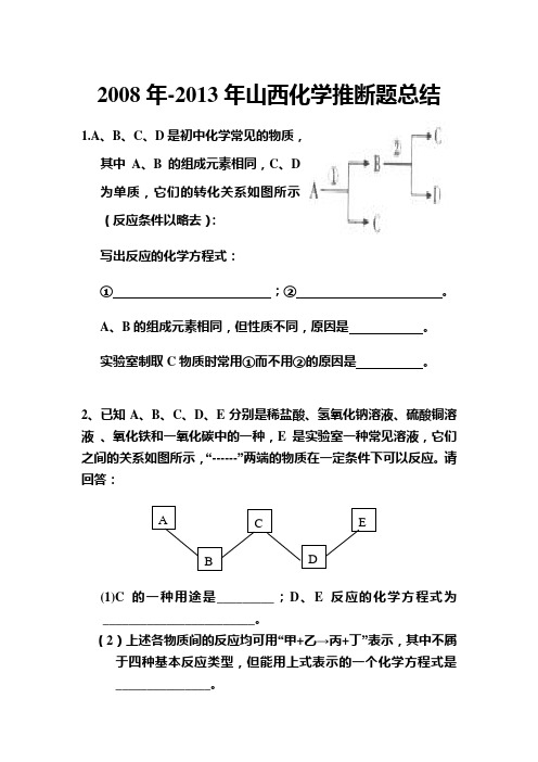 2008-2013山西中考化学推断题总结