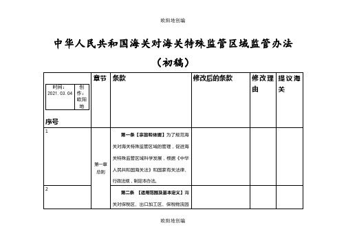 中华人民共和国海关对海关特殊监管区域监管办法之欧阳地创编