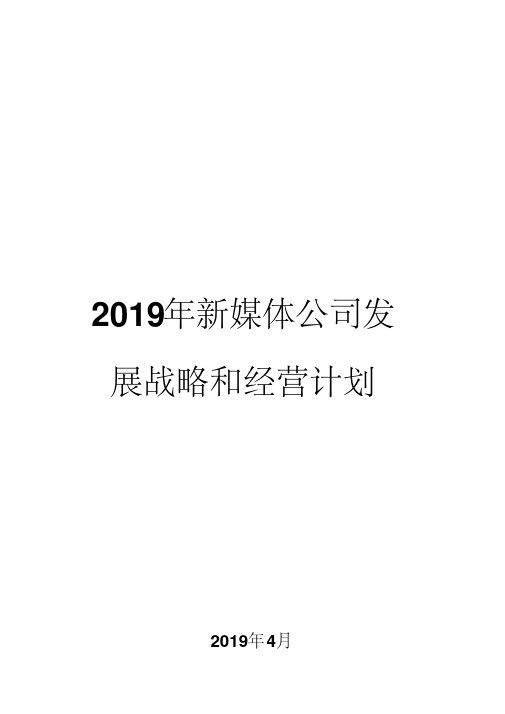 2019年新媒体公司发展战略和经营计划