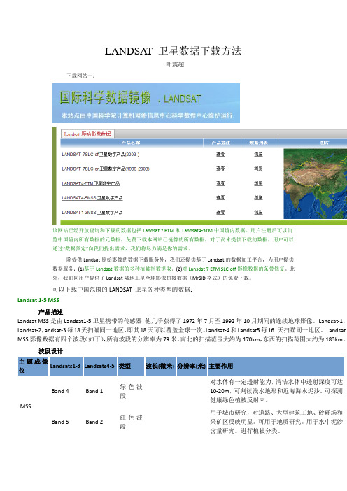 LANDSAT 卫星数据下载方法