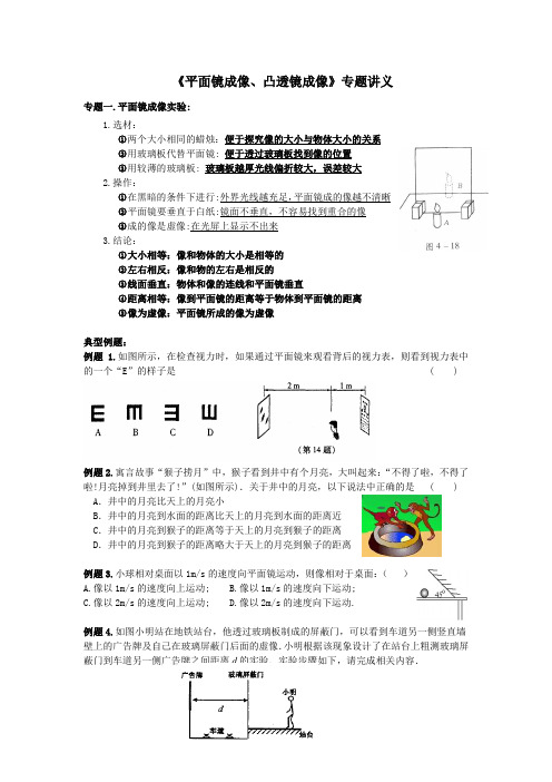 《平面镜成像、凸透镜成像》专题复习讲义