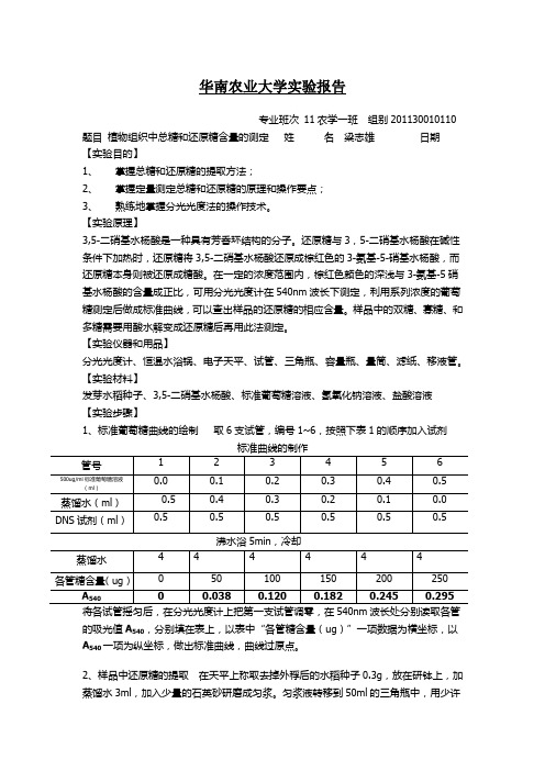 3、植物组织中总糖和还原糖的测定——3,5-二硝基水杨酸法 - 副本