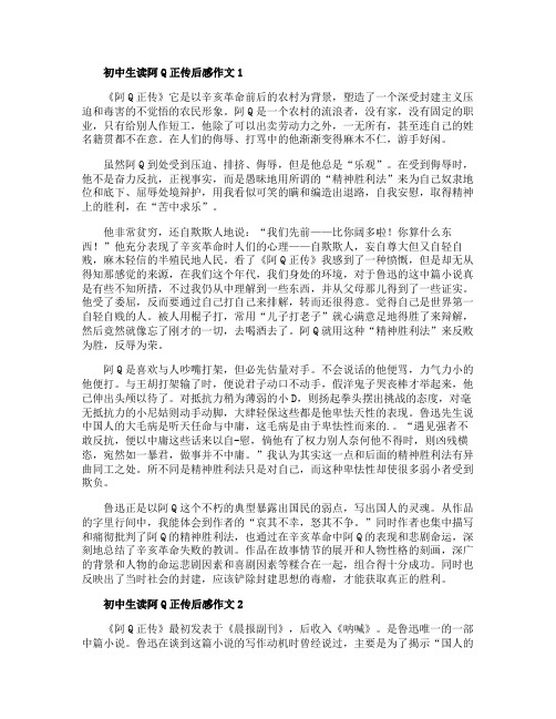初中生读阿Q正传后感作文