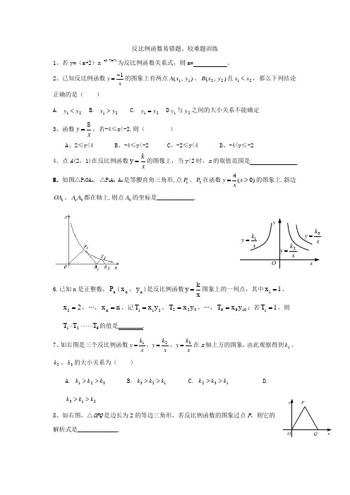 反比例函数易错题难题