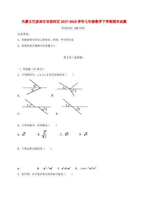内蒙古巴彦淖尔市临河区2017-2018学年七年级数学下学期期末试题 新人教版