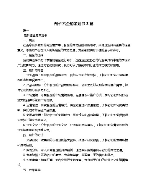 剖析名企的策划书3篇