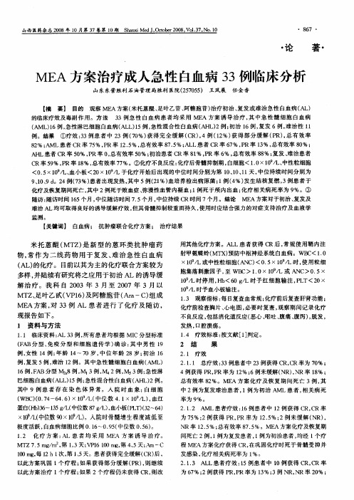 MEA方案治疗成人急性白血病33例临床分析