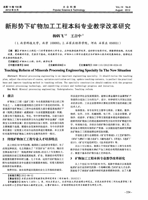 新形势下矿物加工工程本科专业教学改革研究