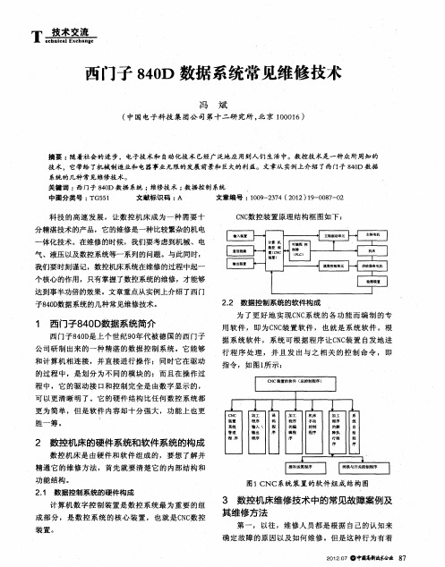 西门子840D数据系统常见维修技术