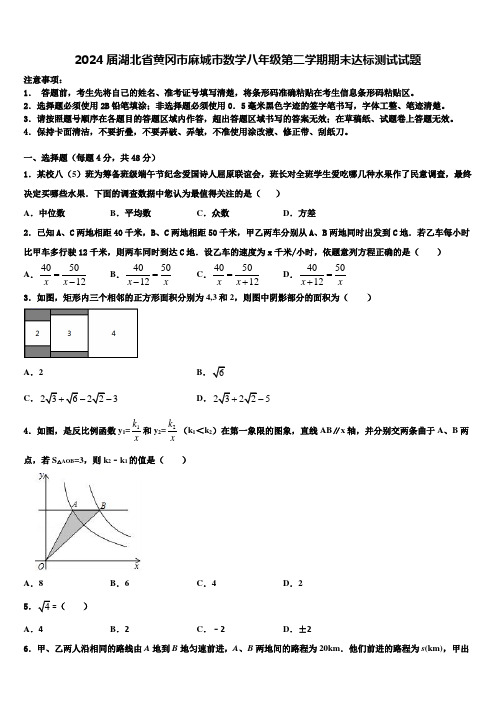 2024届湖北省黄冈市麻城市数学八年级第二学期期末达标测试试题含解析