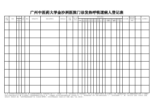 发热呼吸道病人登记本