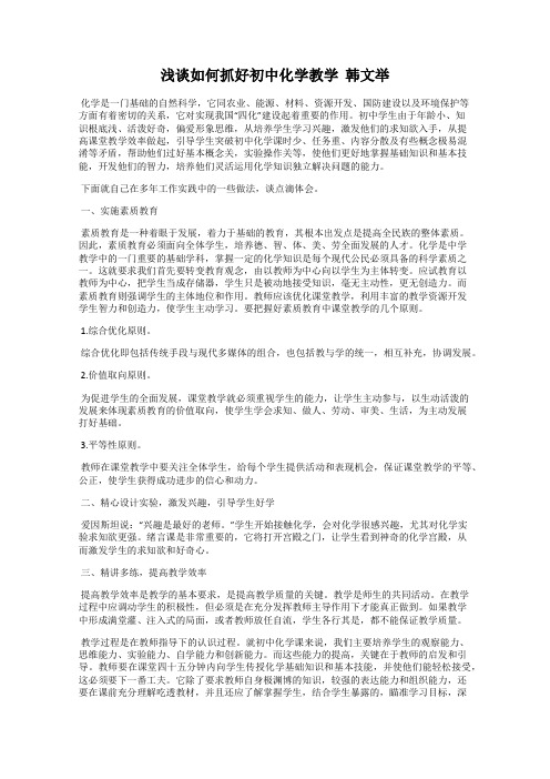 浅谈如何抓好初中化学教学  韩文举