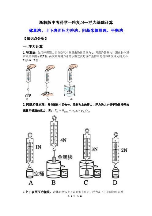 浮力基础计算(讲义)(解析版)