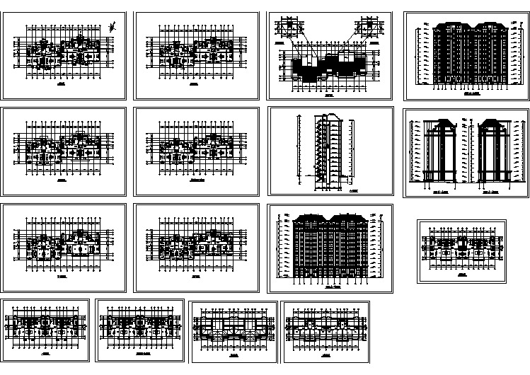 小高层住宅楼建筑cad平剖面图