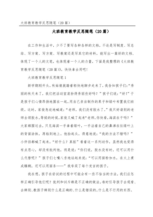 大班教育教学反思随笔(精选20篇)