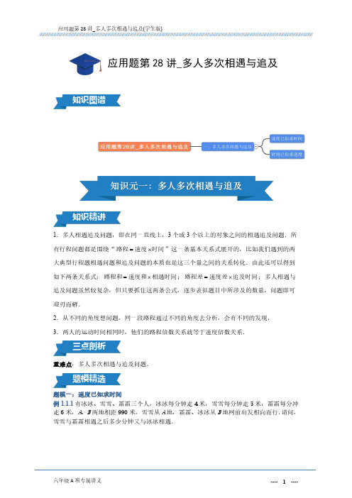 应用题第28讲_多人多次相遇与追及