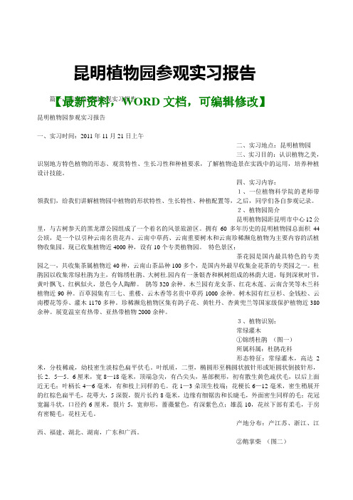 昆明植物园参观实习报告及心得体会