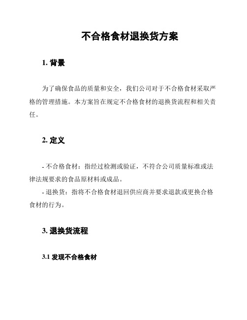 不合格食材退换货方案