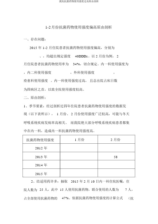 我院抗菌药物使用强度过高原因分析