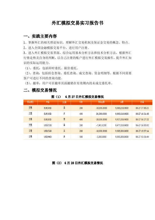 外汇模拟交易实习报告