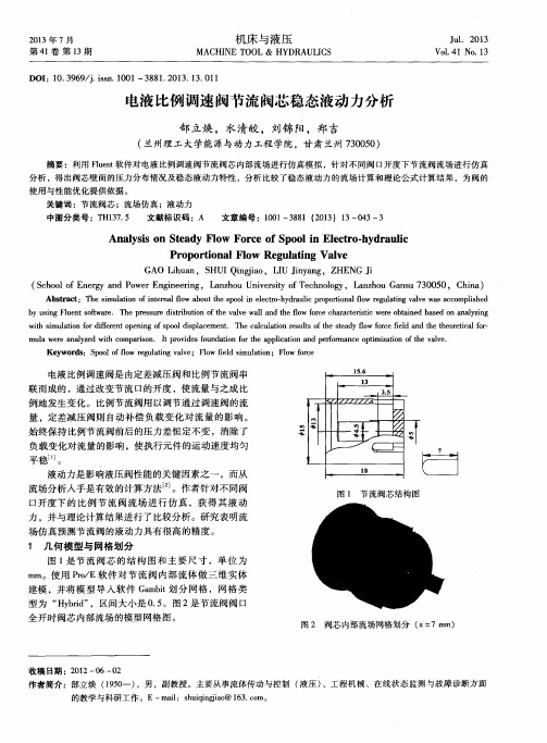 电液比例调速阀节流阀芯稳态液动力分析