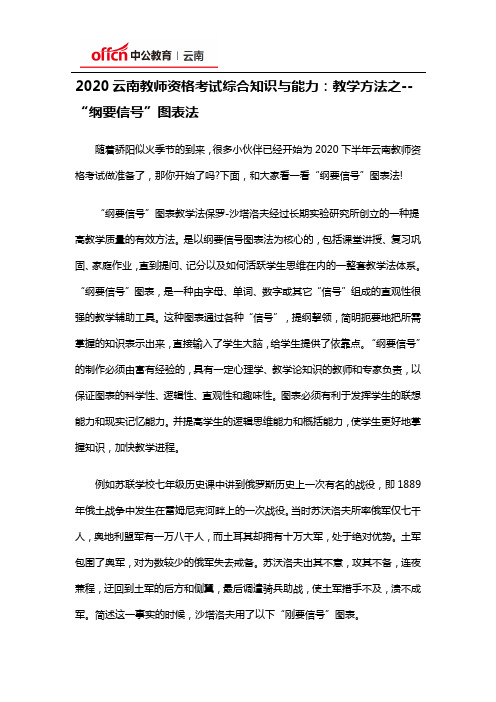 2020云南教师资格考试综合知识与能力：教学方法之--“纲要信号”图表法