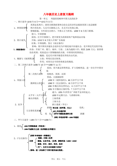 八年级历史上册 复习提纲 中华书局版