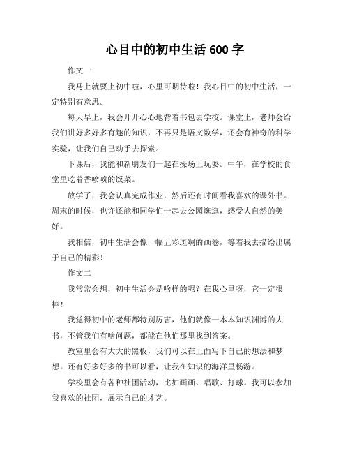 心目中的初中生活600字