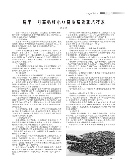 瑞丰一号高钙红小豆高质高效栽培技术