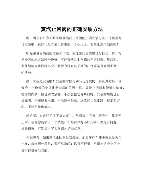 蒸汽止回阀的正确安装方法