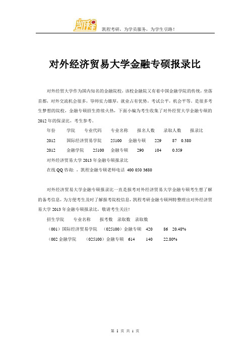 对外经济贸易大学金融专硕报录比