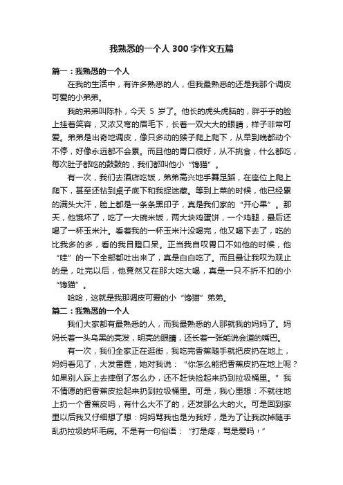 我熟悉的一个人300字作文五篇