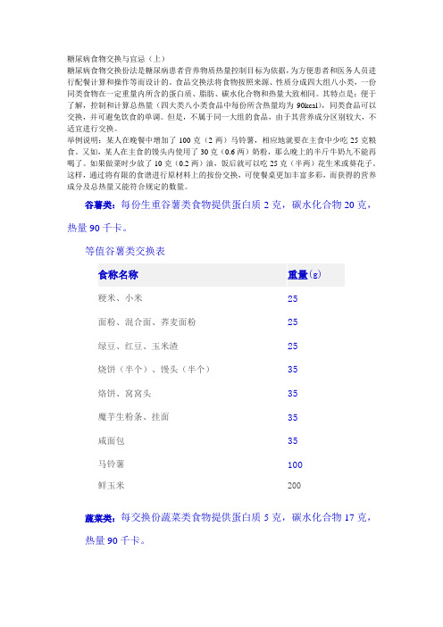 糖尿病食物交换与宜忌上