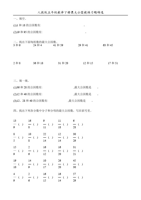 人教版五年级数学下册最大公因数练习题精选83